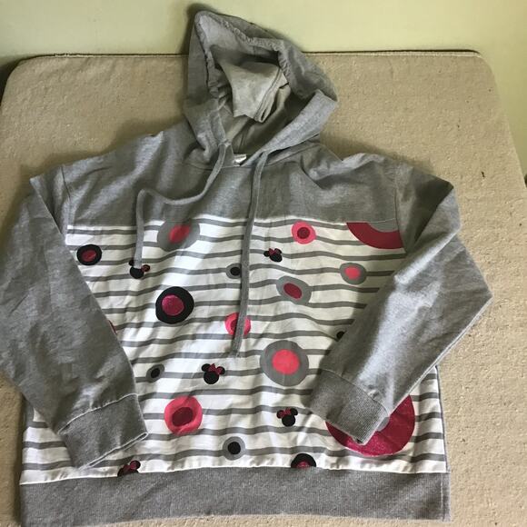 Disney Women's Minnie Mouse  Gray cropped Lightweight Hoodie  Size Lrg EUC - Picture 2 of 6